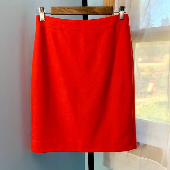J. Crew Factory Red Wool The Pencil Skirt Size 0 - Picture 2 of 5